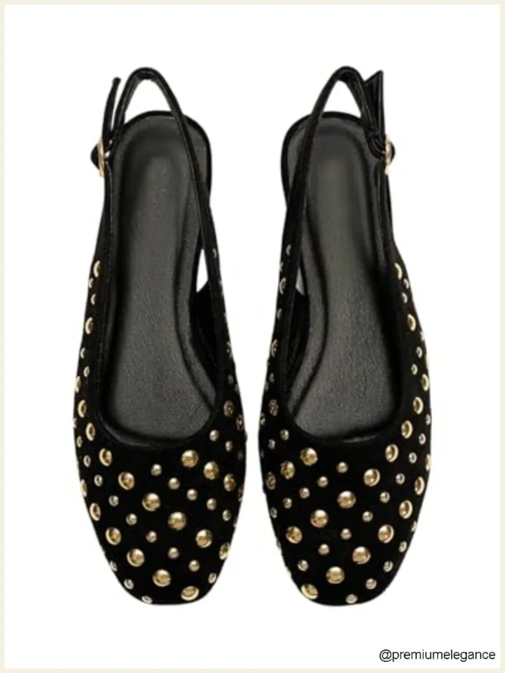 Women's Studded Slingback Flats Closed Toe Low Heel Ballet Flats Casual Party